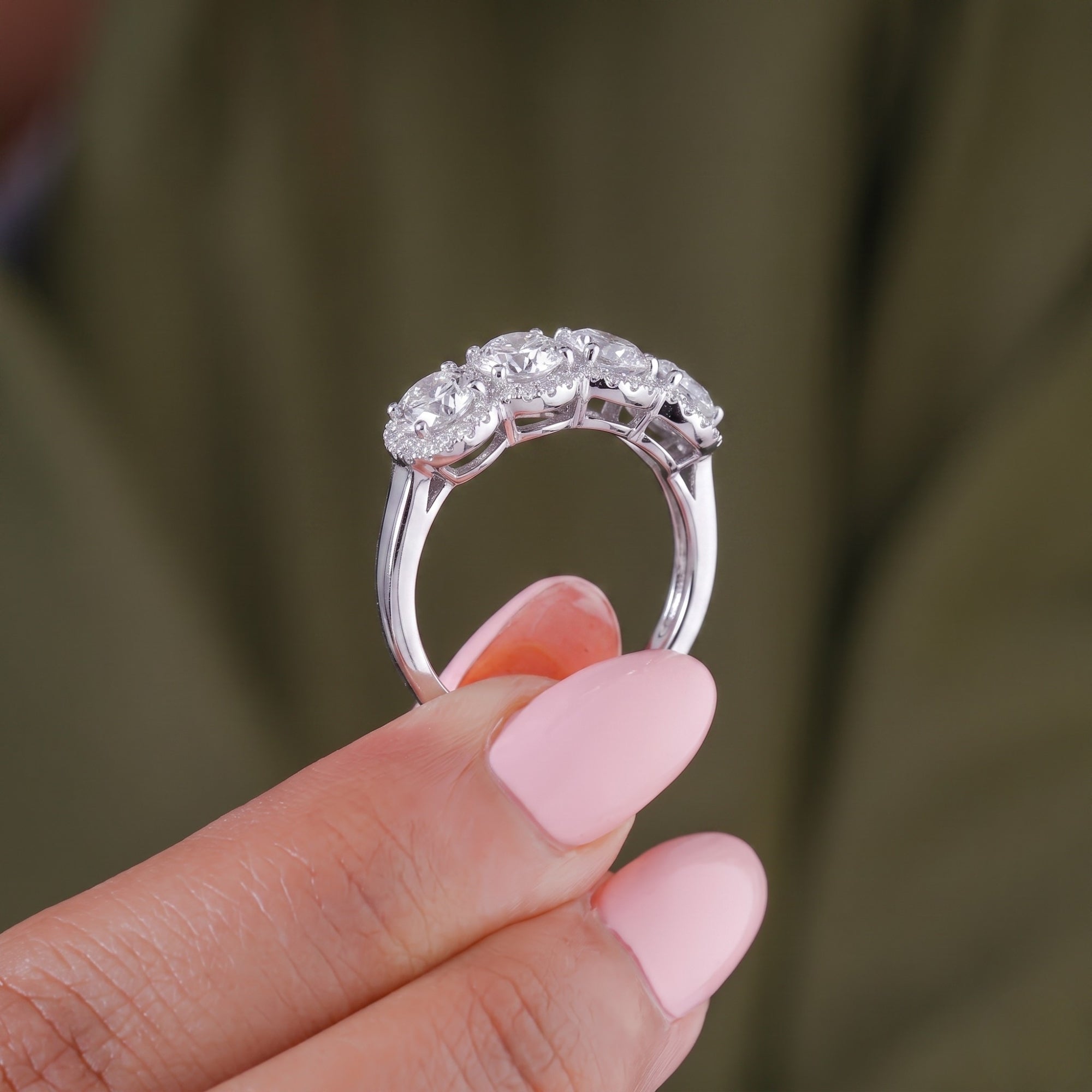 Diamond wedding band with band for women.
