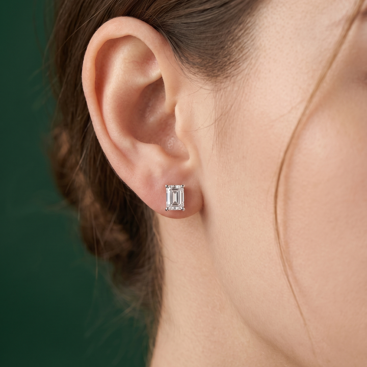 Lab Grown Diamond Emerald Cut Solitaire Earrings