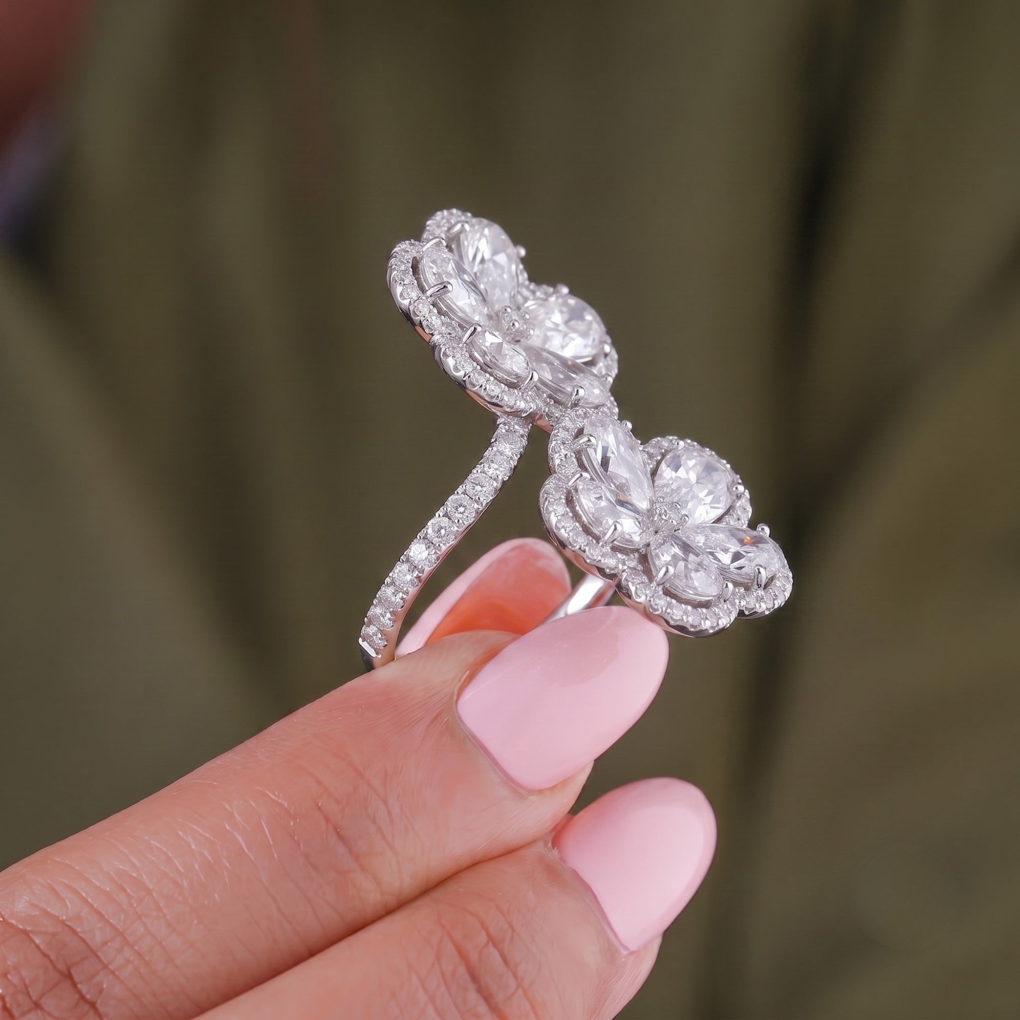 nature inspired ring with unique engagement ring.
