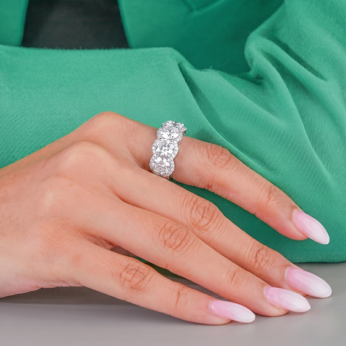 Half eternity band with solid gold band.
