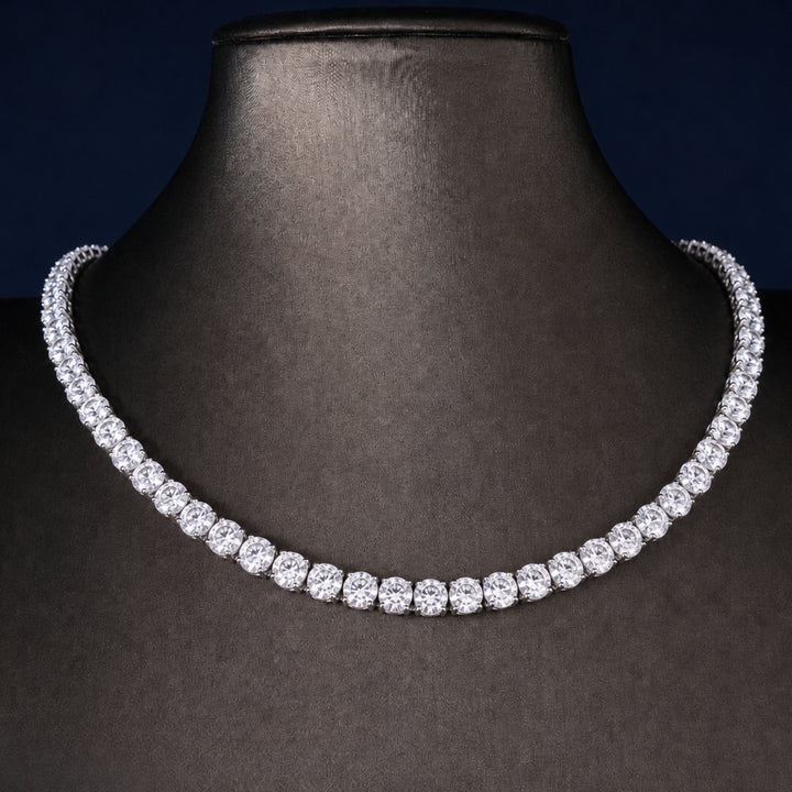 round brilliant diamond tennis necklace with Sparkly Tennis Chain
