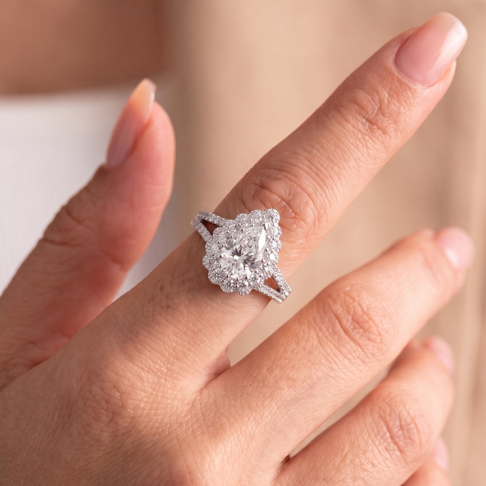pave ring with double row pave band.
