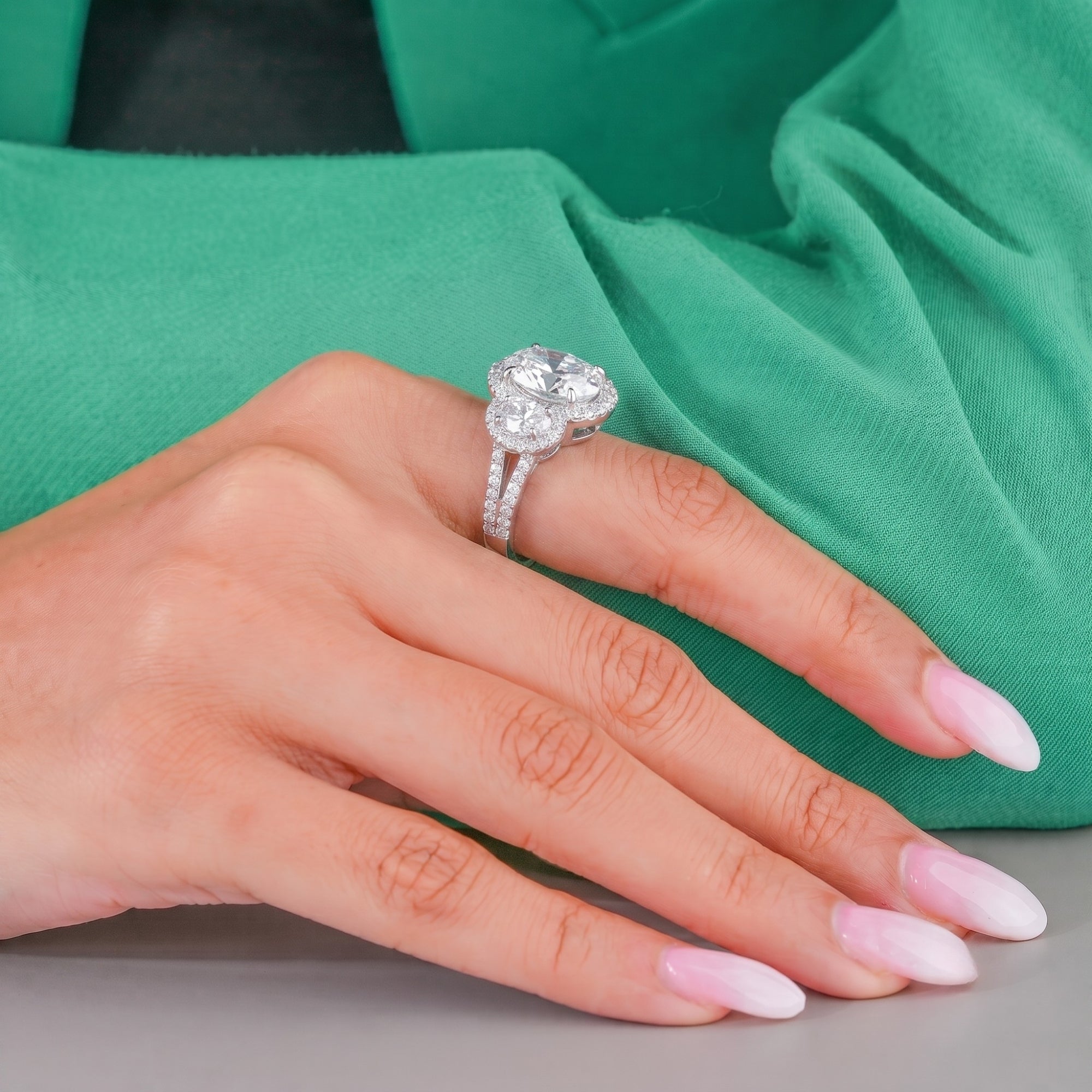 Oval cut ring with Halo engagement ring.
