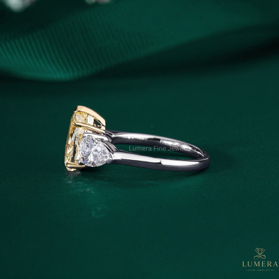 v prong set with claw prong setting.
