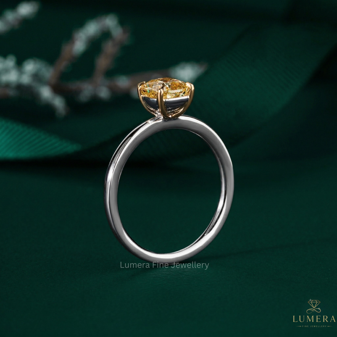 Solitaire diamond ring with Cushion cut engagement ring.