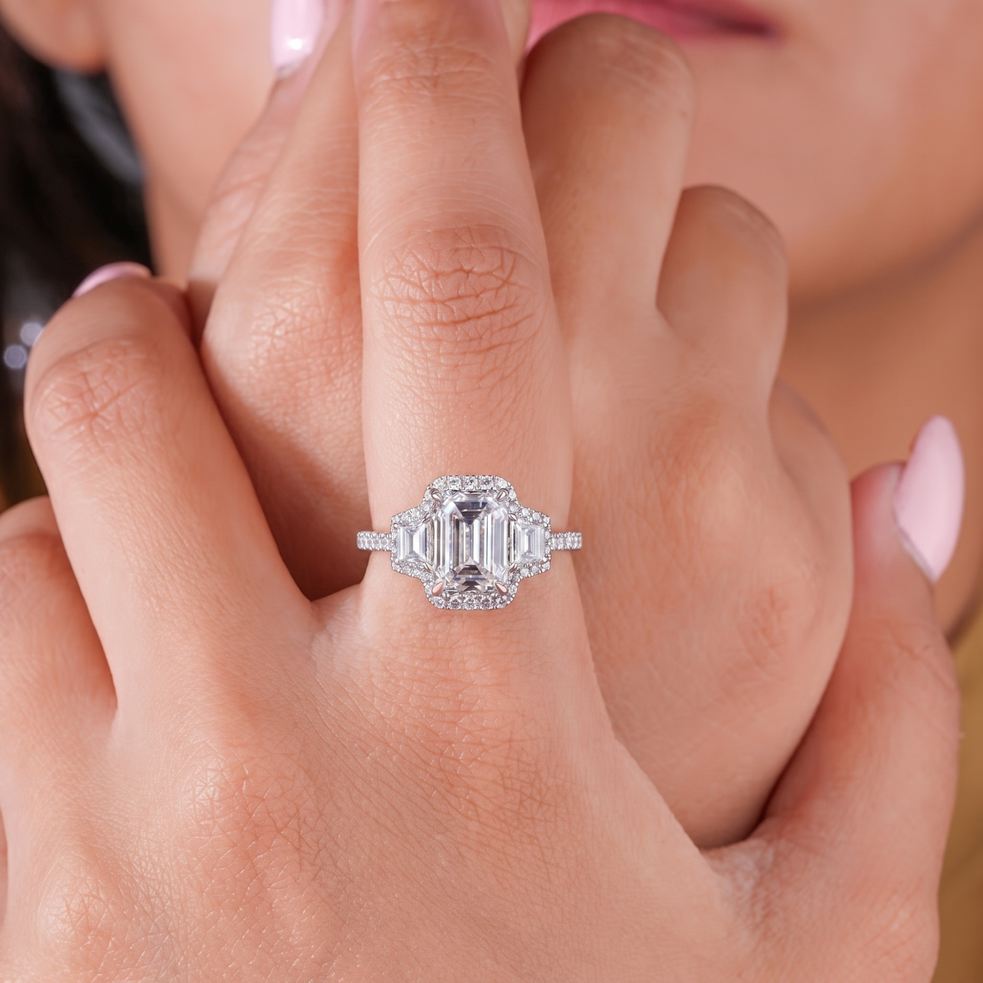 pave diamond ring with solid gold ring.
