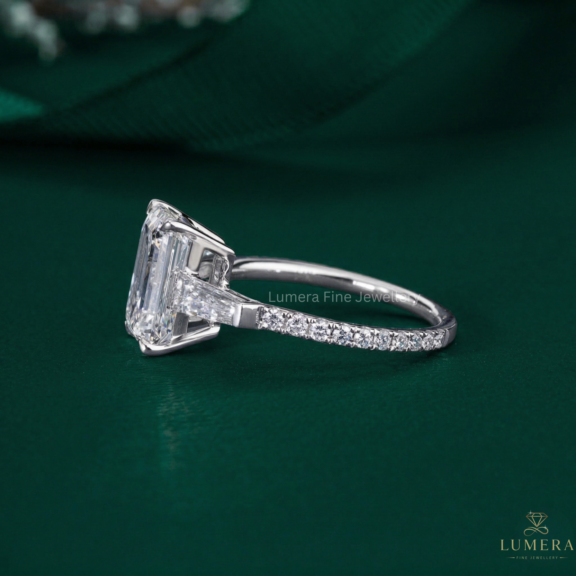 pave set band with 4 claw prong setting.
