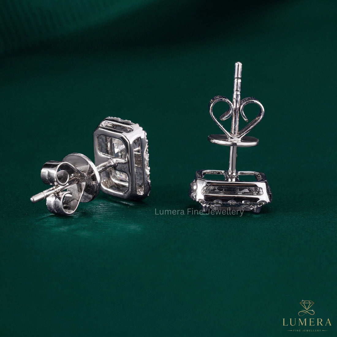 1.60 TCW Emerald Cut Lab Grown Diamond Stud Earrings