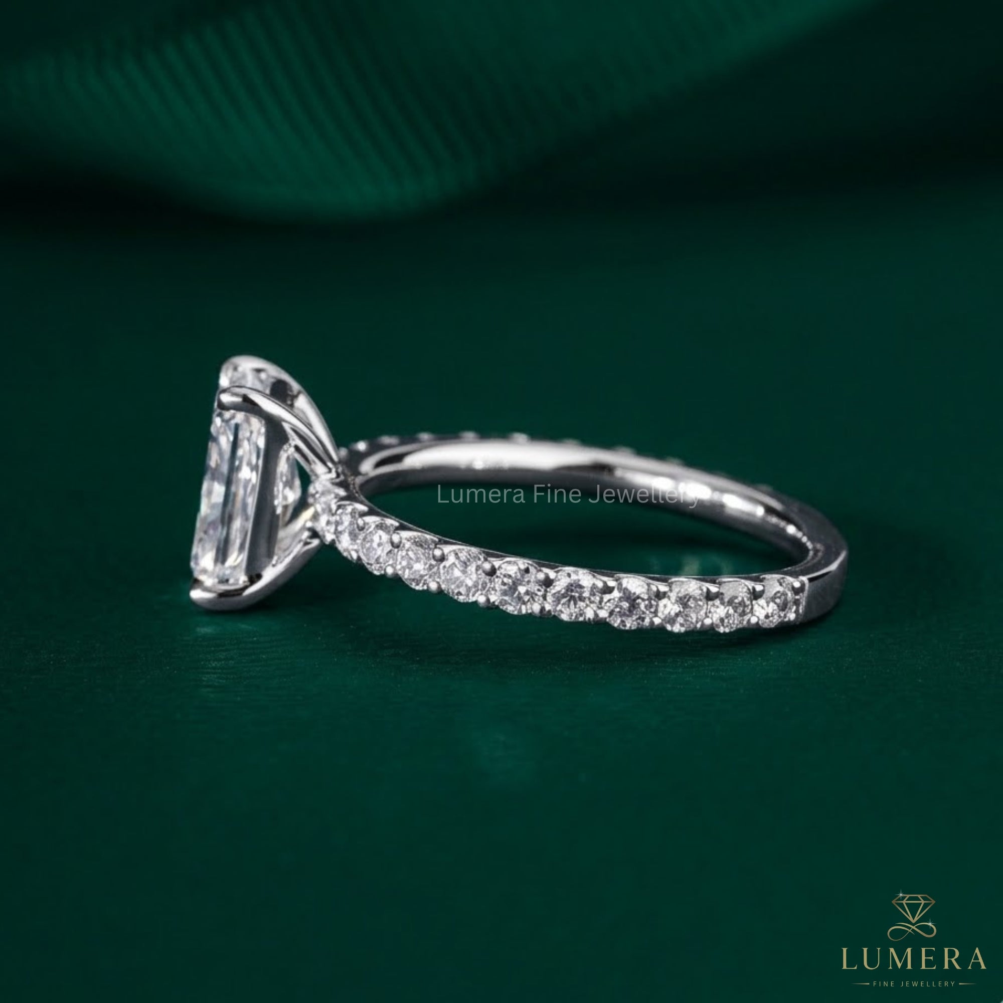 pave diamond ring band with U prong pave band.