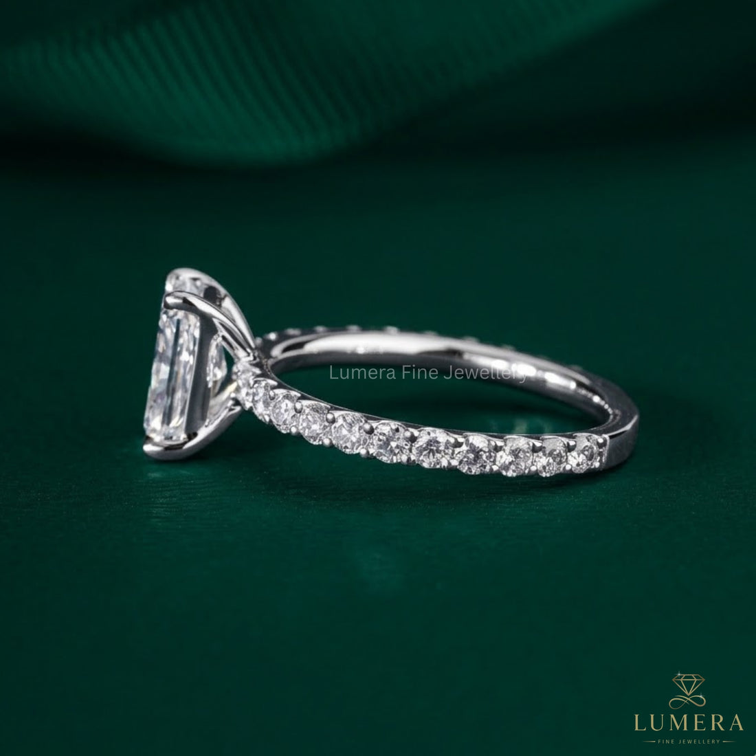 pave diamond ring band with U prong pave band.