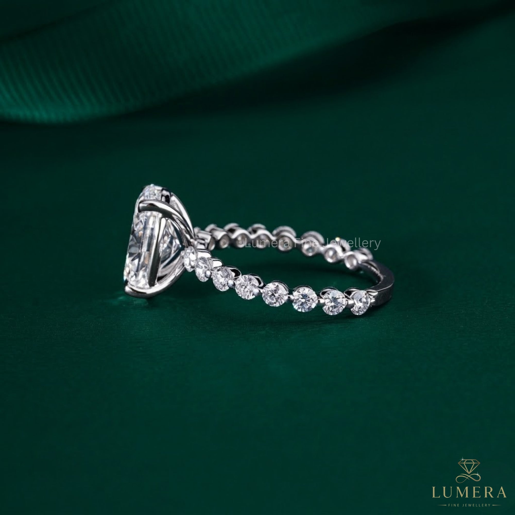 oval cut diamond ring with bubble prong engagement ring