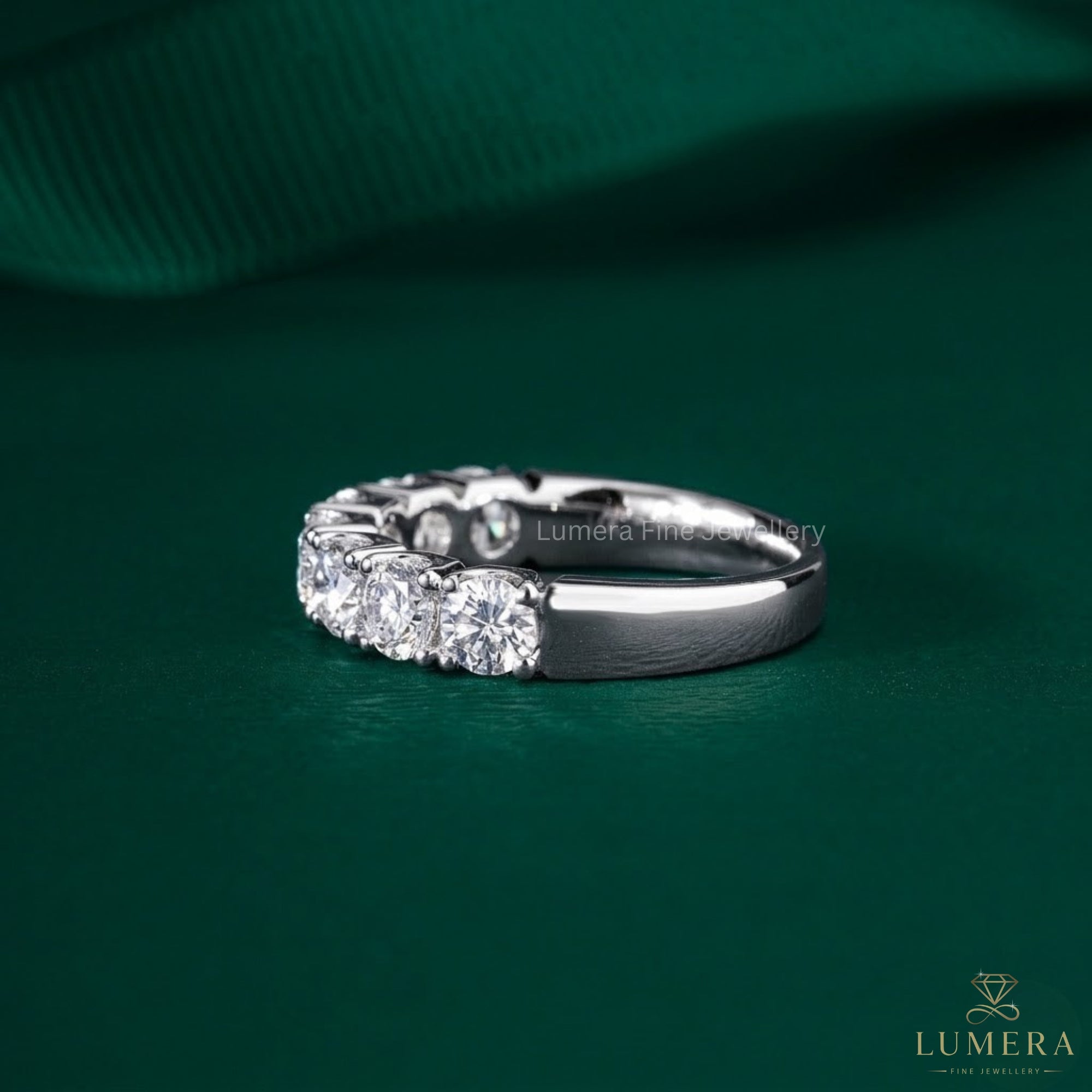 1.0 TCW Round Cut Lab Grown Diamond Half Eternity Wedding Band