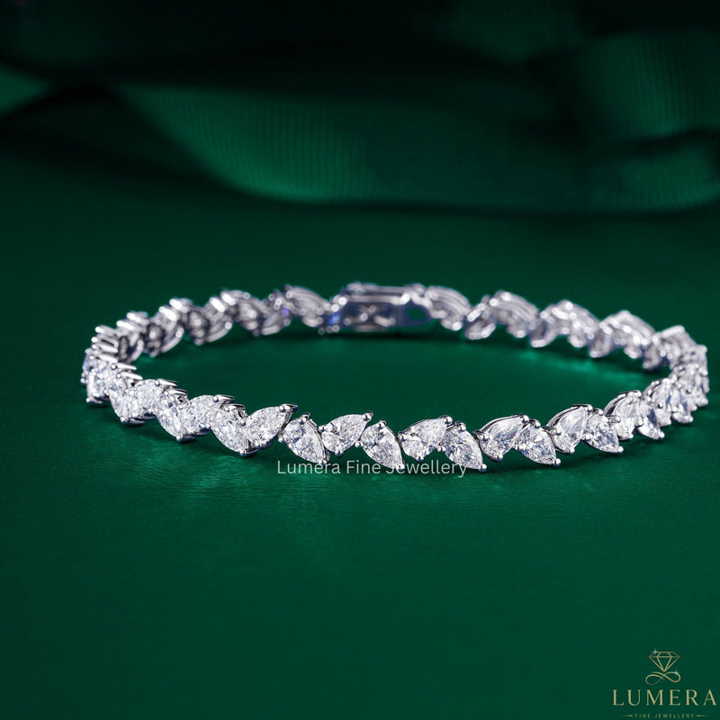 Nature Inspired Zig-Zag Teardrop Tennis Bracelet