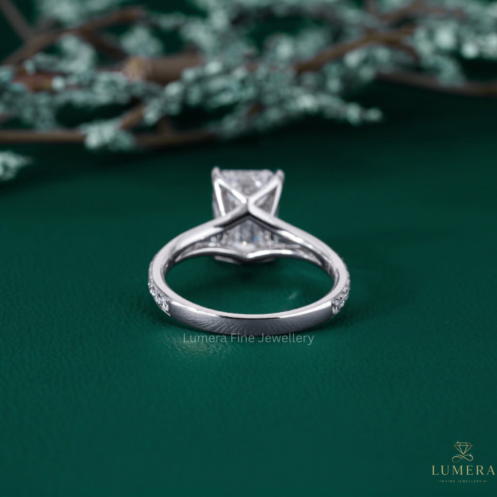 split shank diamond ring with pave wrap engagement ring.