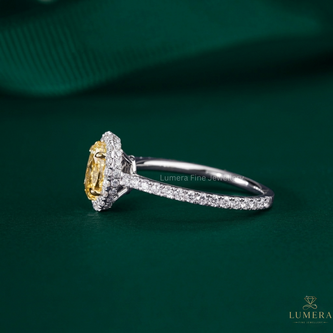 hidden halo engagement ring with oval halo engagement ring.
