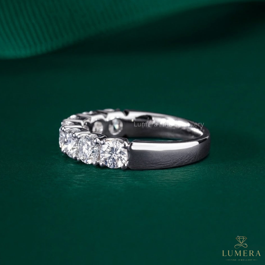 1.5 TCW Round Brilliant Lab Grown Diamond Semi-Eternity Solid Gold Engagement Band