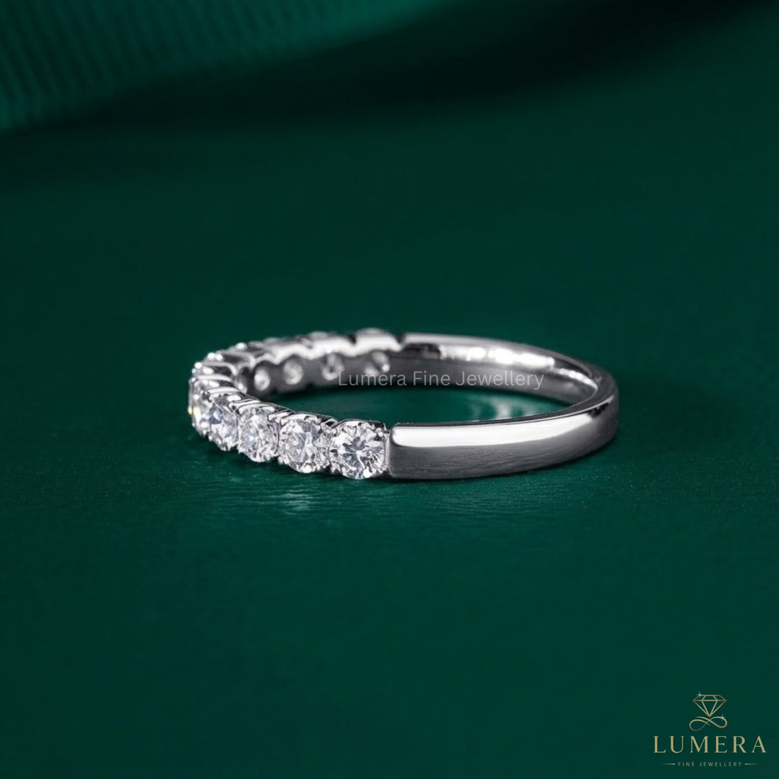 0.7 TCW Round Cut Diamond Wedding Band  | Stackable Half Eternity band