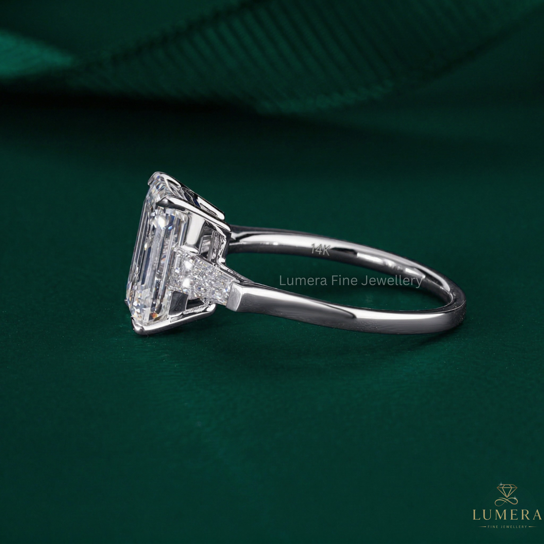 lumera diamond ring in three stone diamond ring style.
