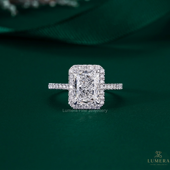radiant cut lab grown diamond ring with radiant cut engagement ring.
