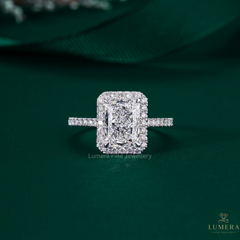 radiant cut lab grown diamond ring with radiant cut engagement ring.

