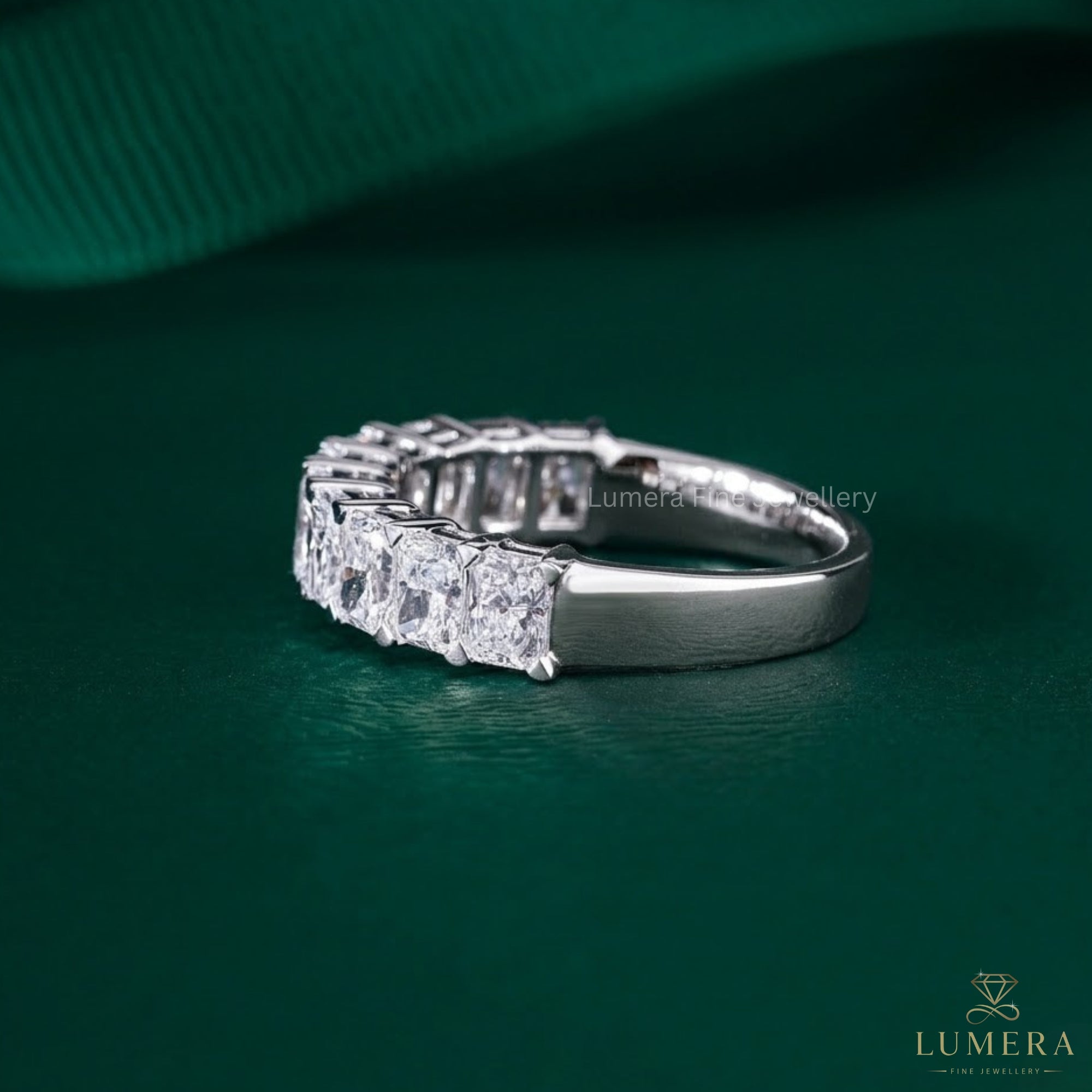 2.30 TCW Radiant Shape Lab Diamond Eternity Stackable Wedding Ring