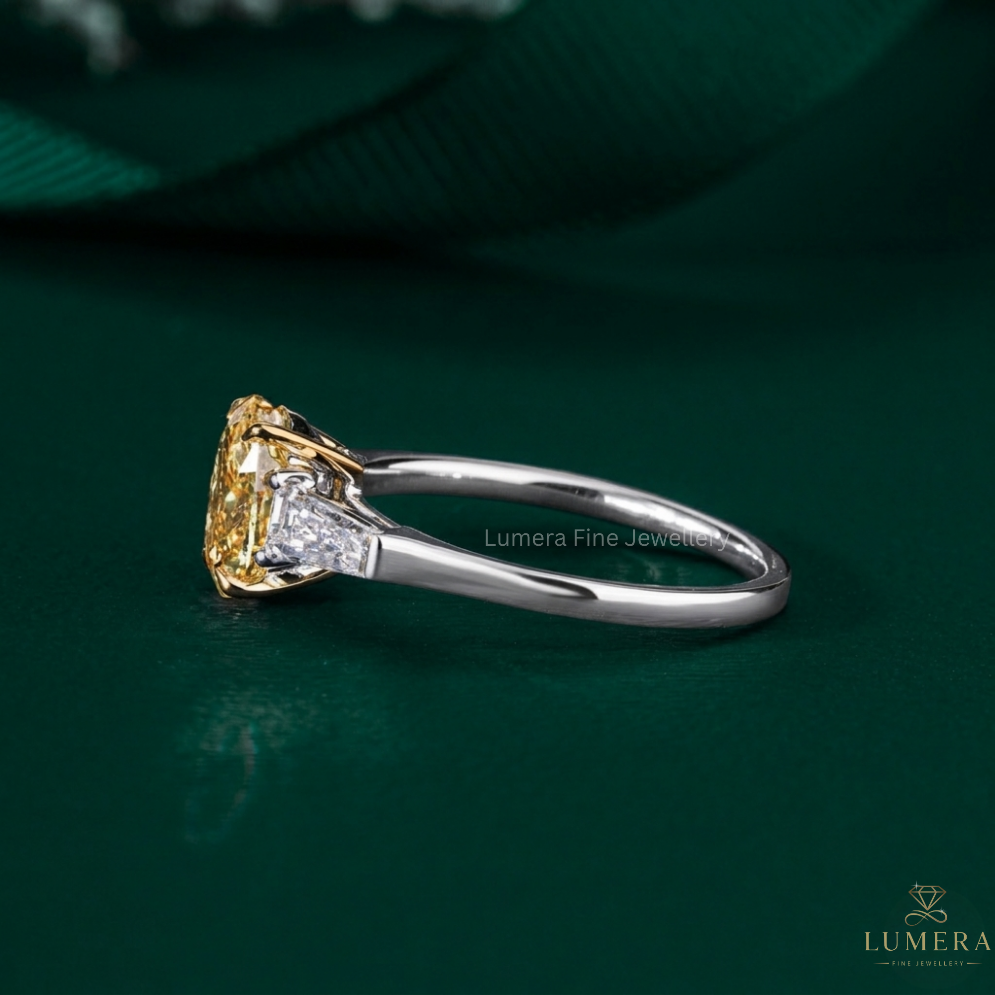 Three stone engagement ring with Oval diamond engagement ring.