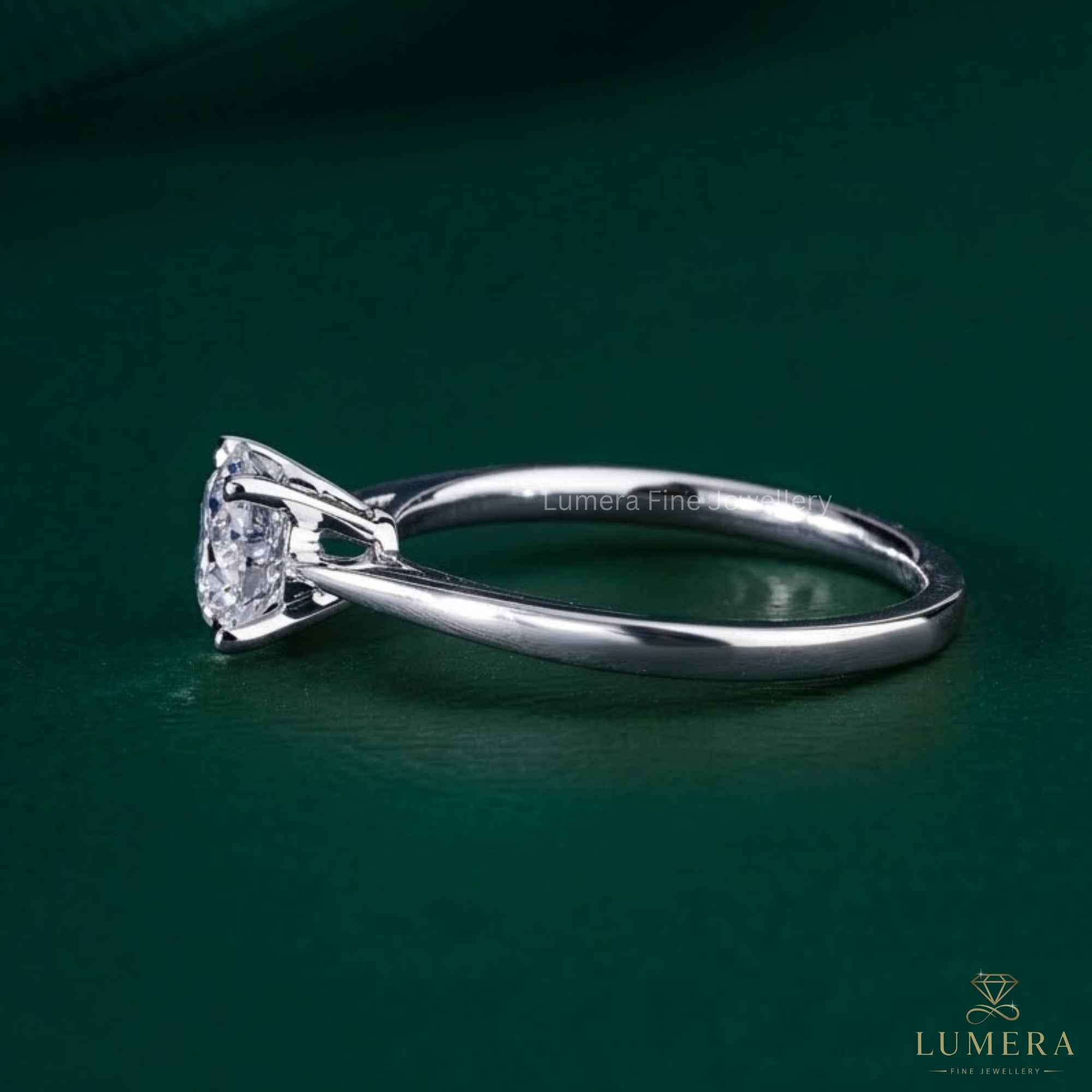 solitaire diamond engagement ring with cathedral engagement ring.