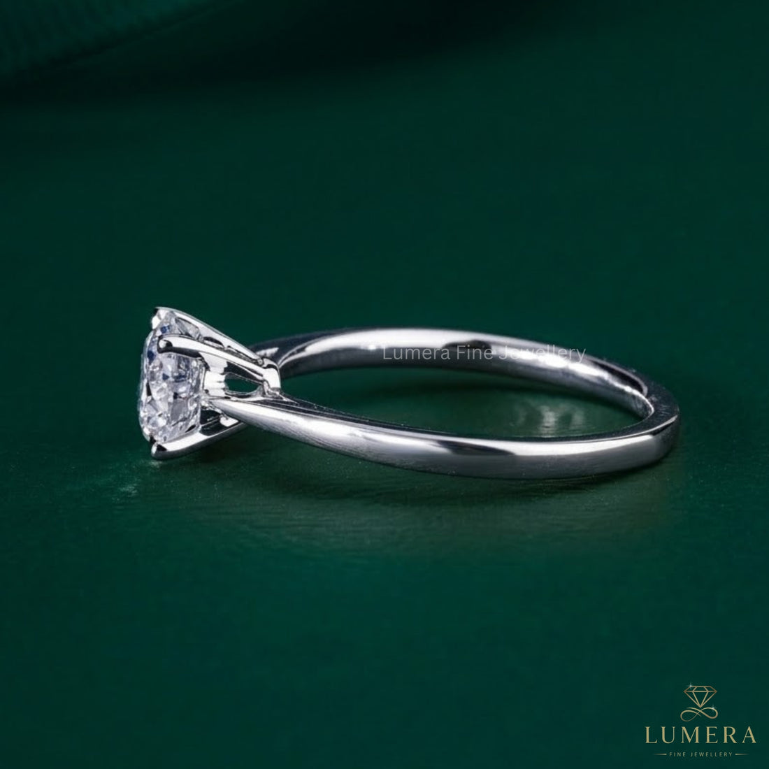 solitaire diamond engagement ring with cathedral engagement ring.
