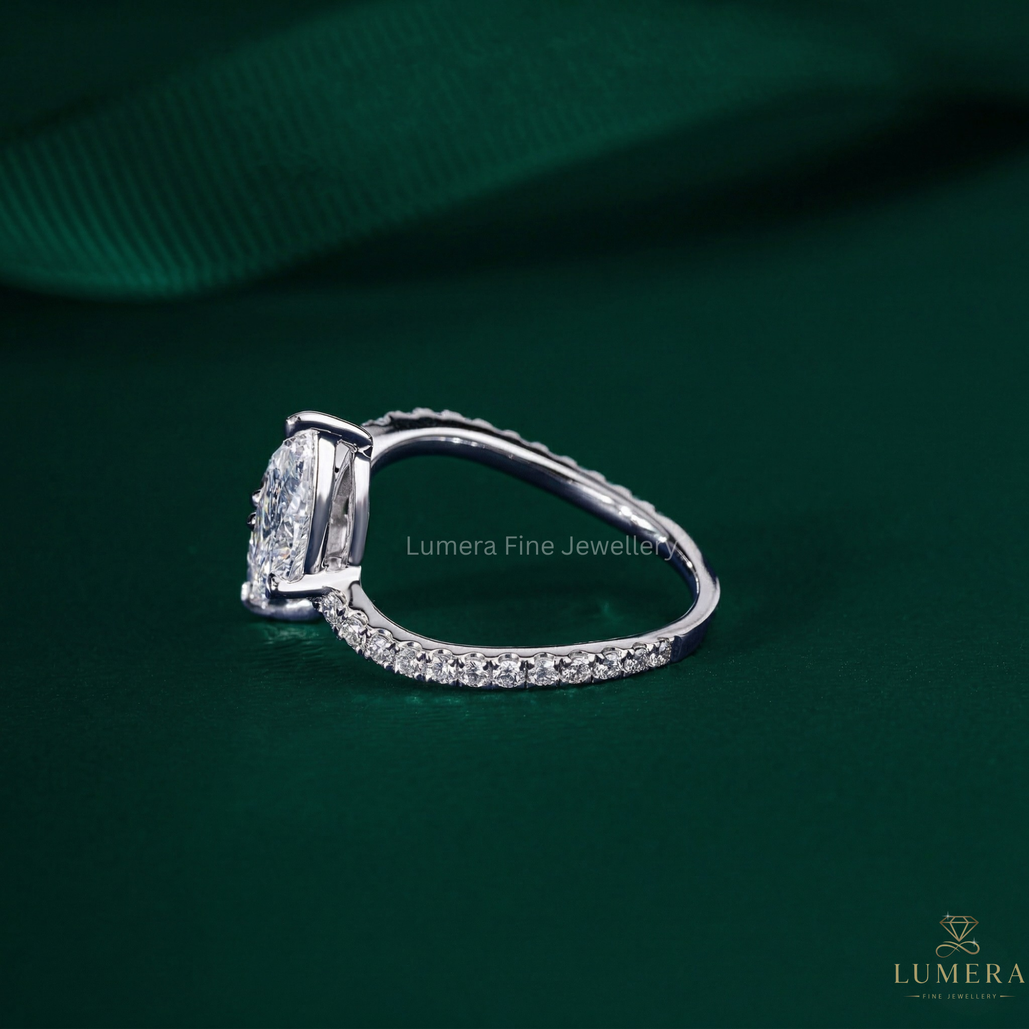 pave set ring with bypass setting ring.
