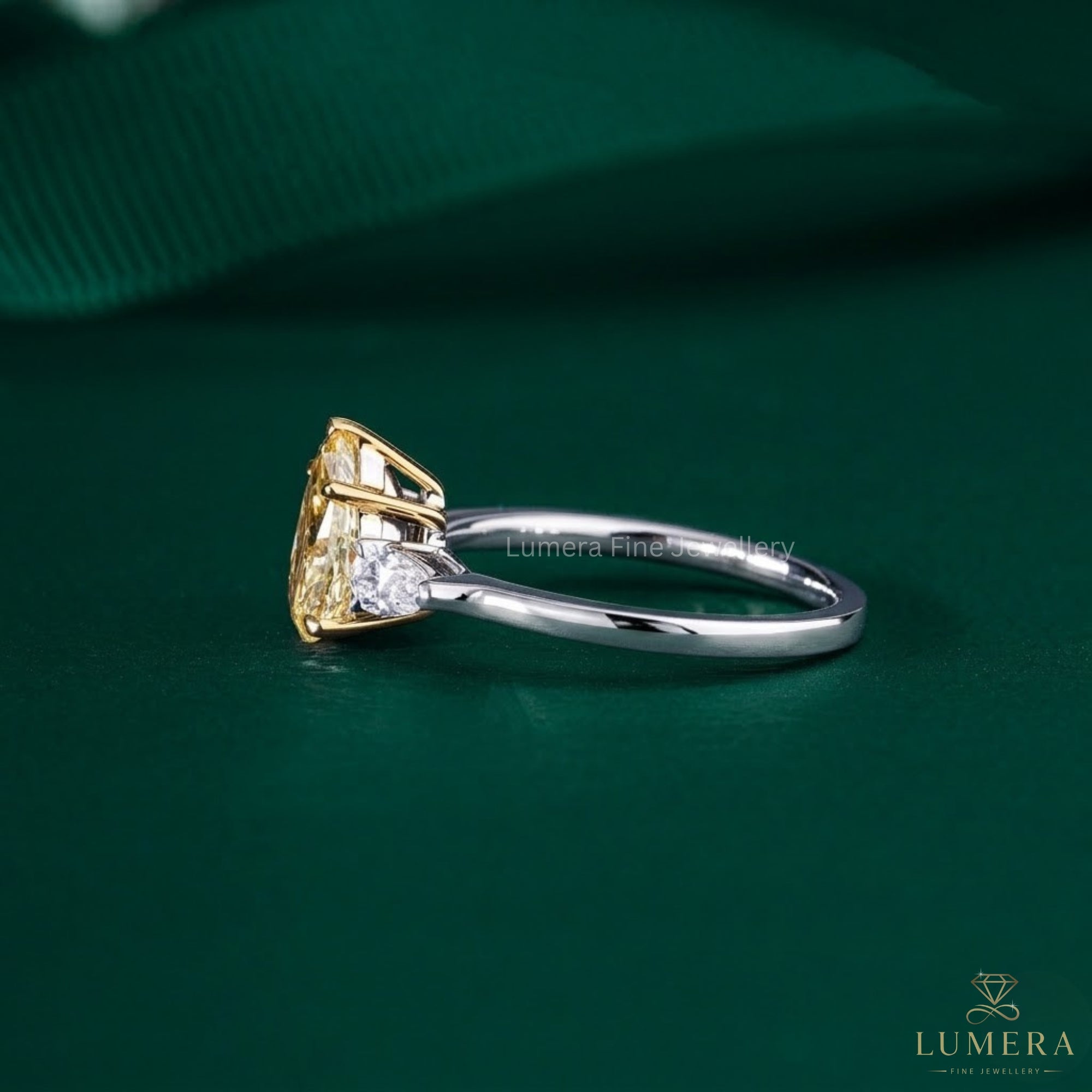 1.50 CT Yellow Pear Lab Grown Diamond Engagement Ring