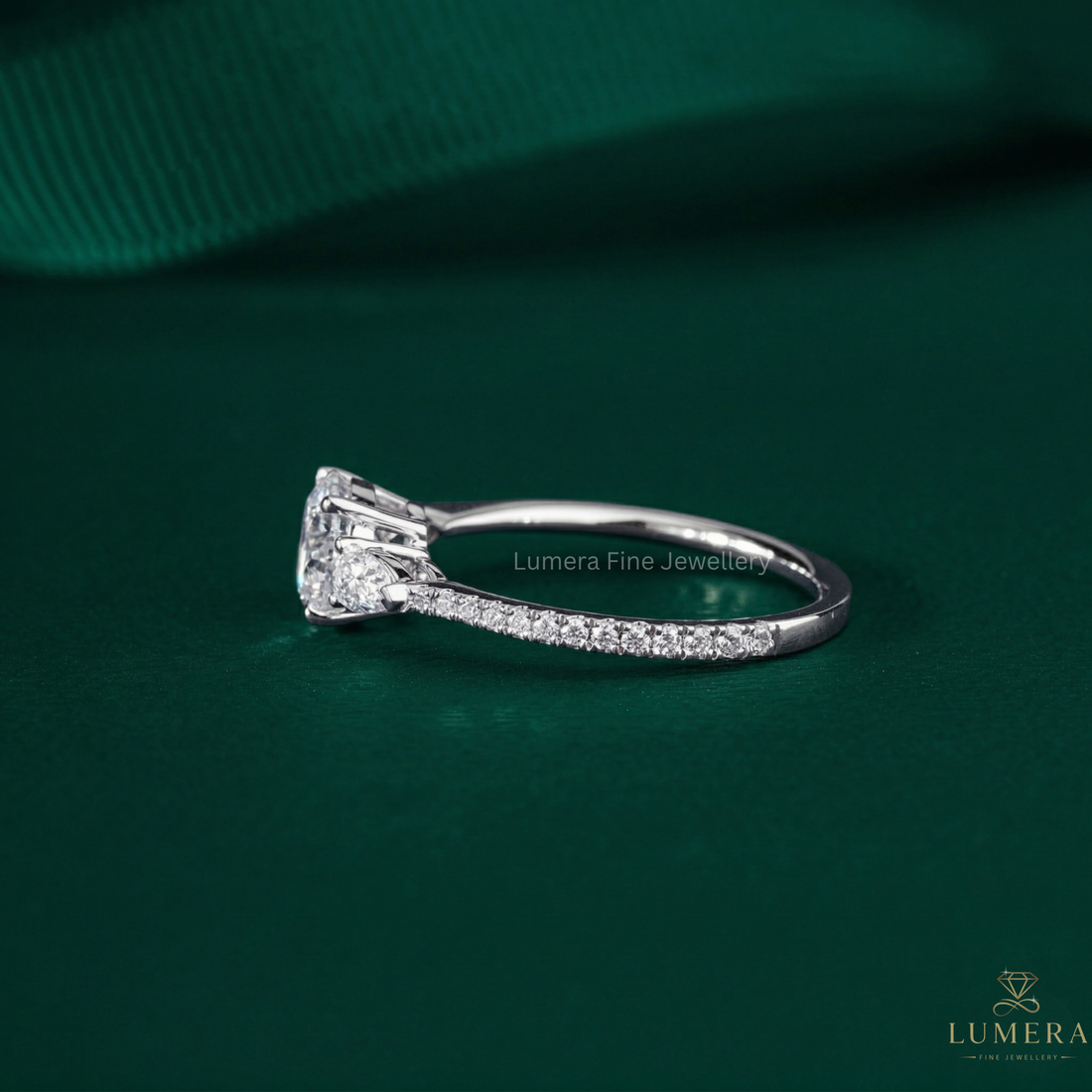 pave band with 4 prong setting.
