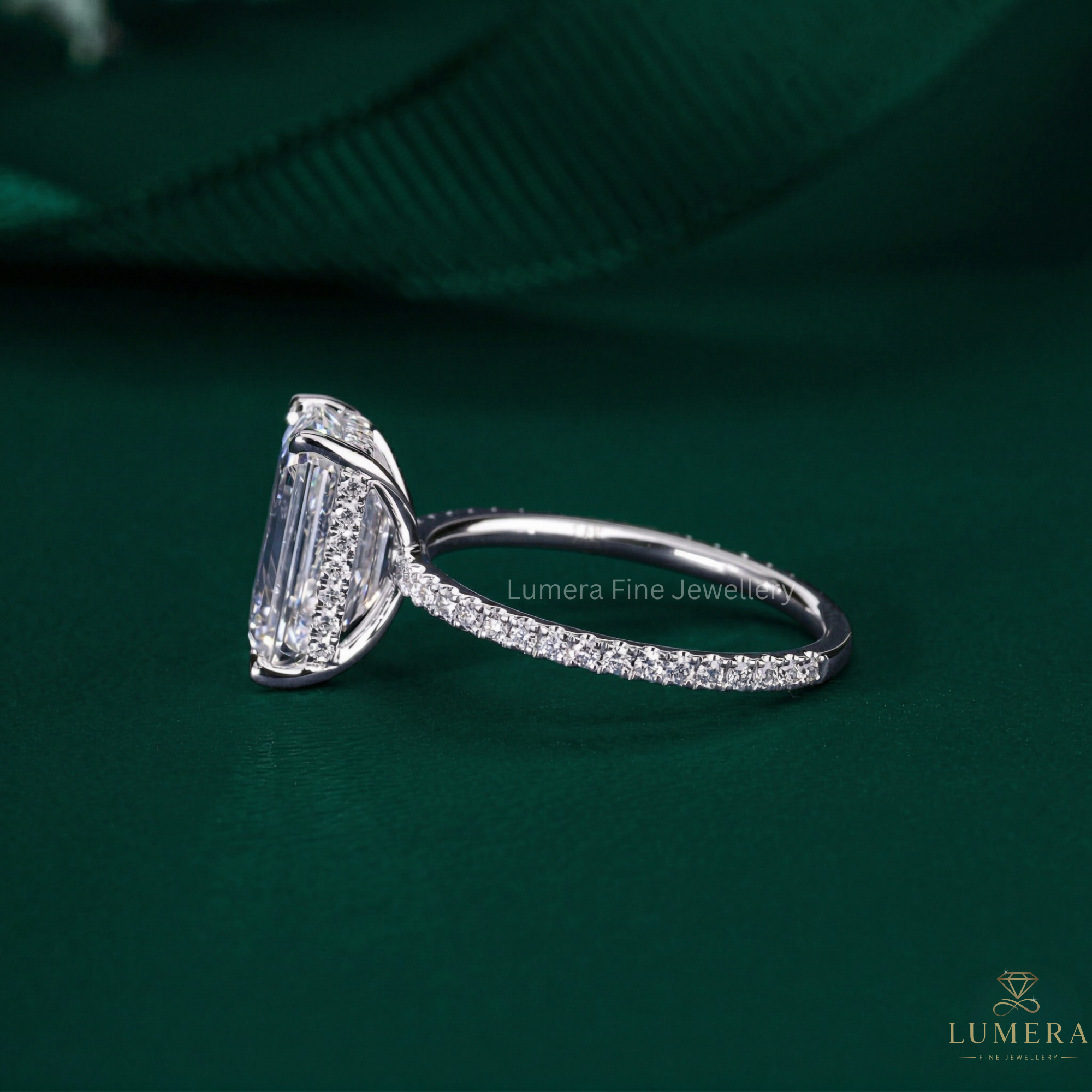 Hidden halo engagement ring with Hidden halo ring.