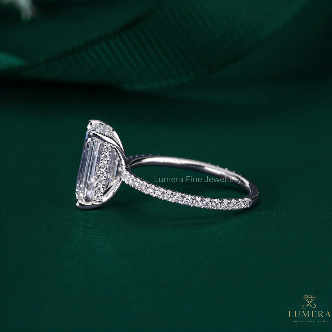 Hidden halo engagement ring with Hidden halo ring.
