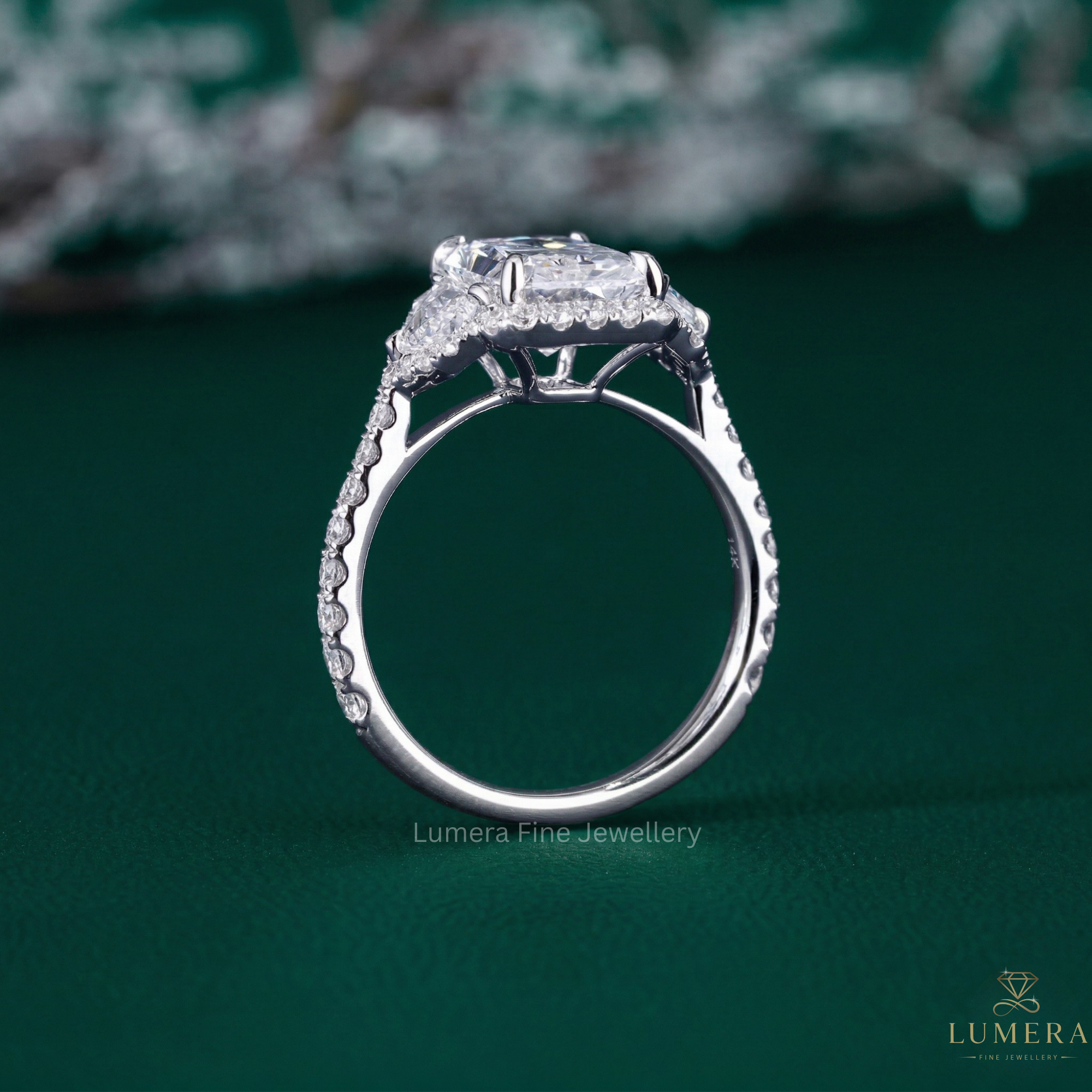 radiant diamond ring with long radiant ring.