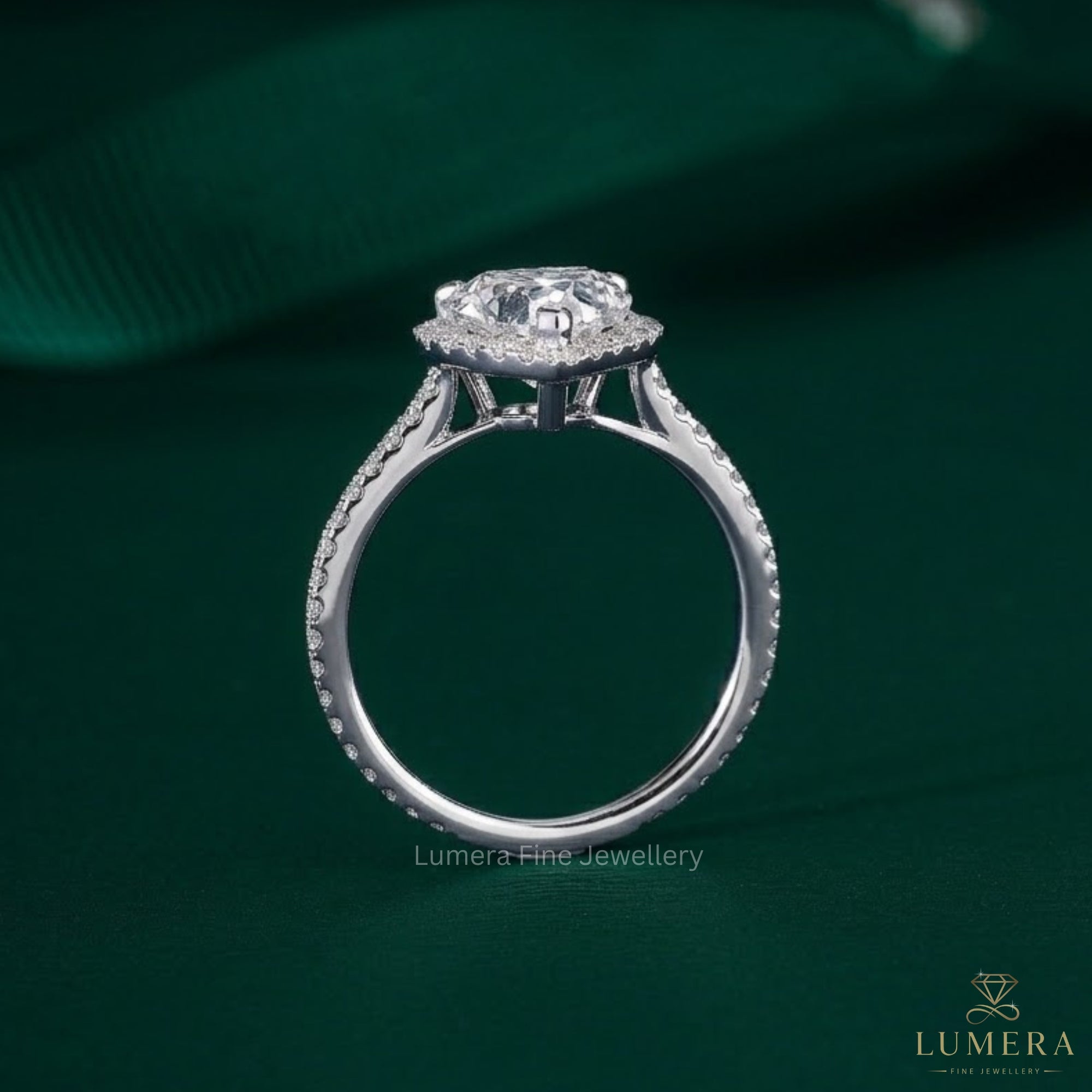 3.00 CT Romantic Heart Cut Diamond in with Sparkling Pave Shank Engagement ring