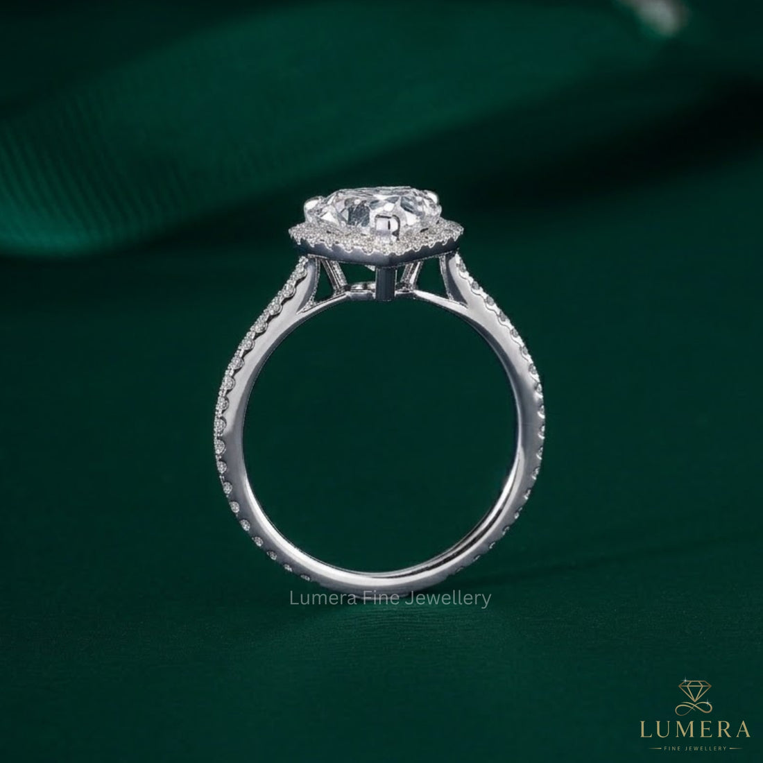 3.00 CT Romantic Heart Cut Diamond in with Sparkling Pave Shank Engagement ring