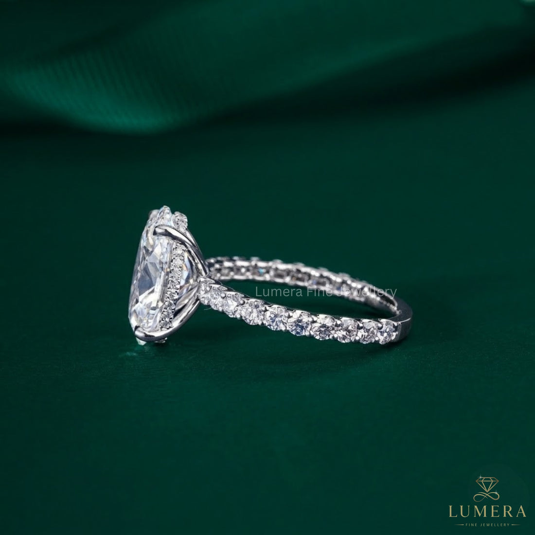 4.00 CT Oval Cut Lab Grown Diamond Pave set Engagement Ring