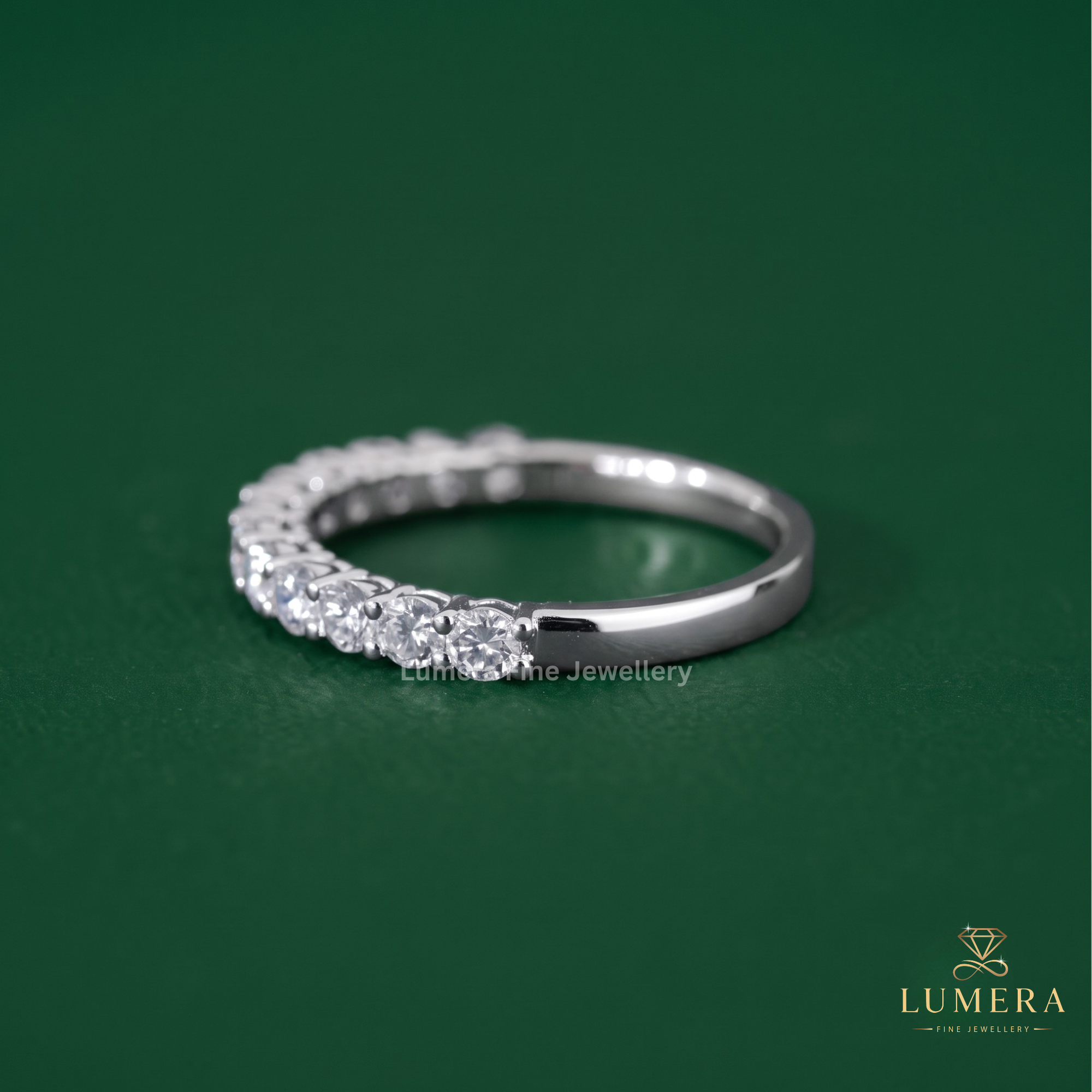 Stackable Set Round Diamond Half Eternity Band