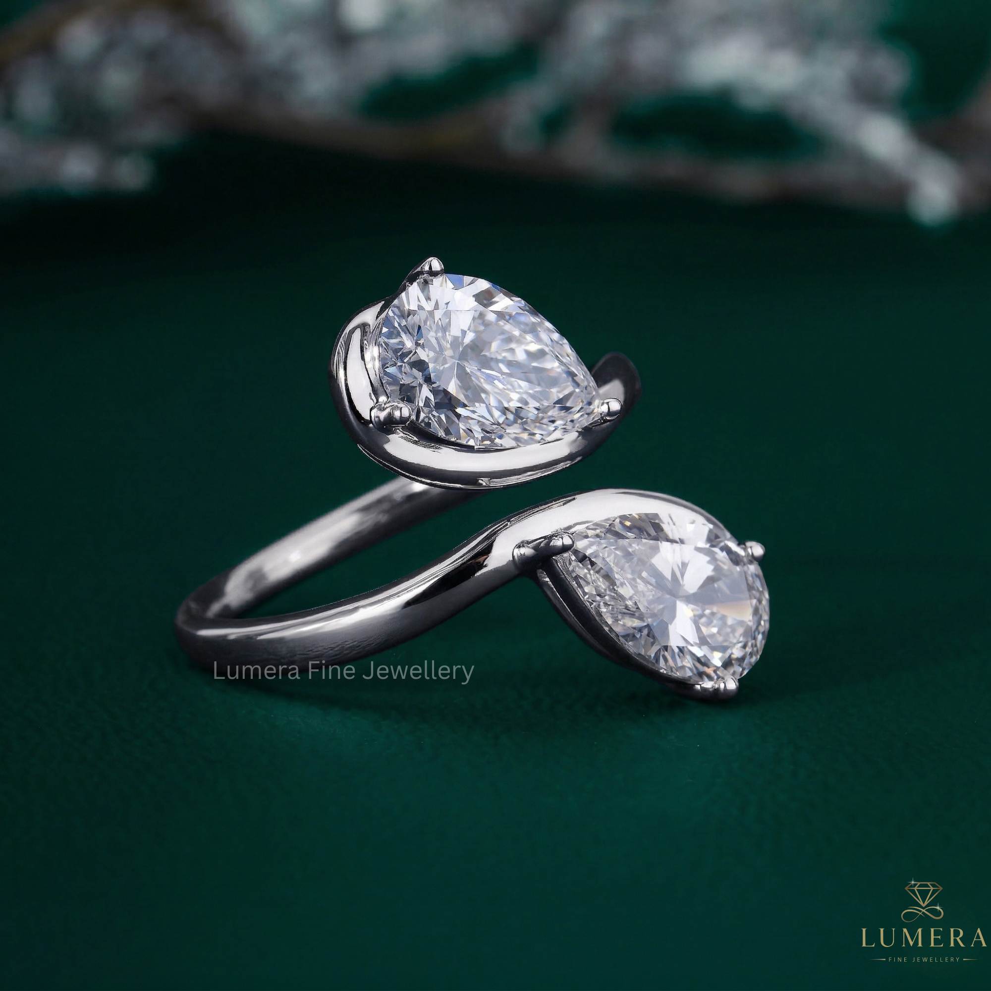 Pear diamond ring with Pear diamond engagement ring.
