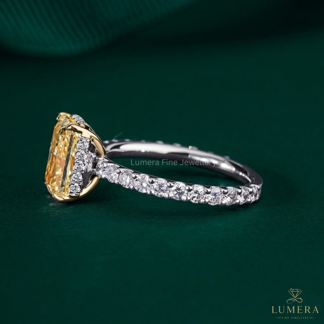 radiant diamond ring with claw prong setting.