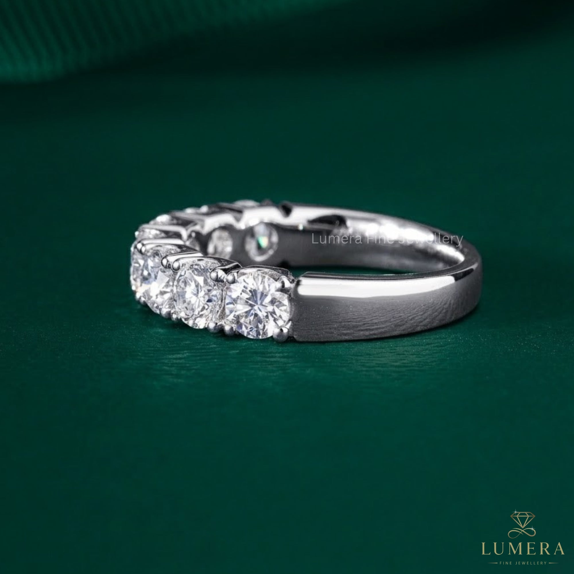 1.30 TCW Round Cut Lab Grown Diamond Half Eternity Wedding Band