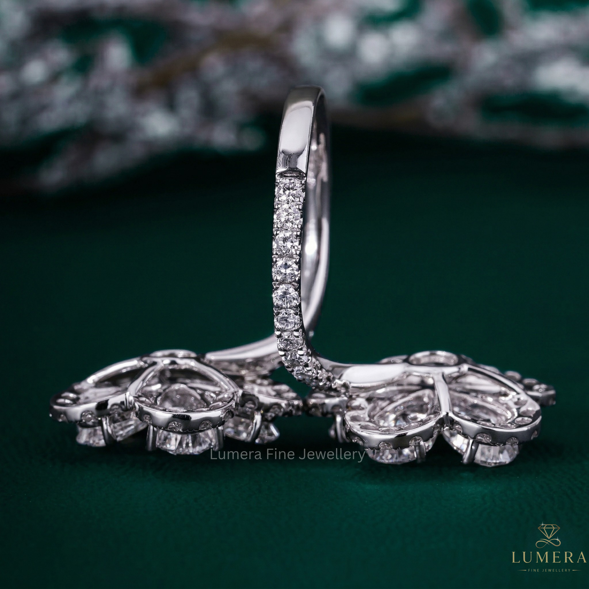 pear diamond engagement ring with pear shaped ring.