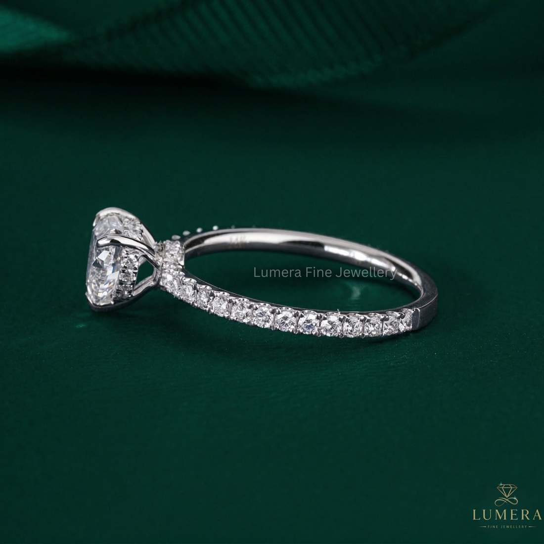 double hidden halo engagement ring on heart diamond ring.
