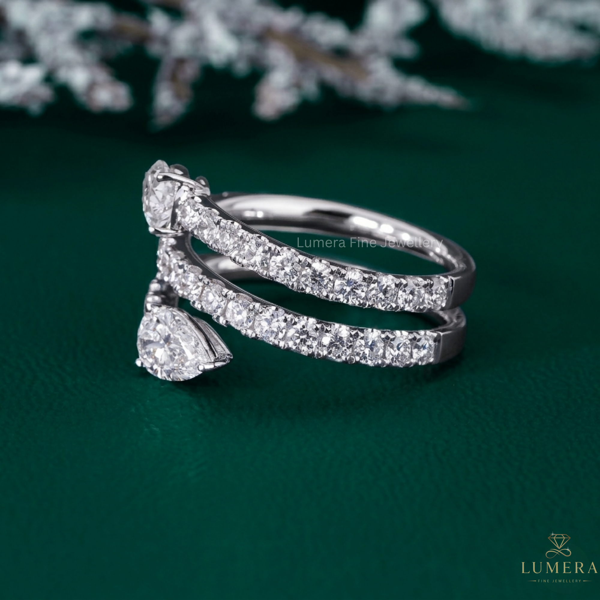 pave wedding band with eternity wedding band.
