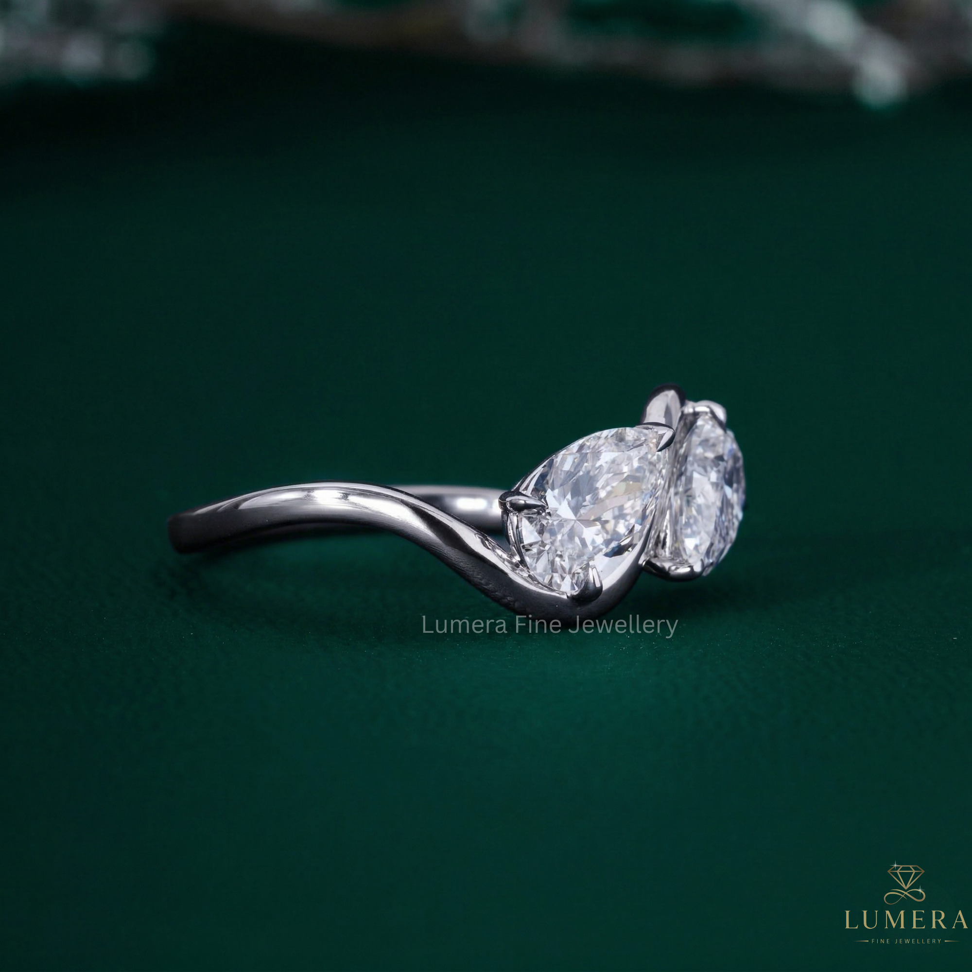 Toi et moi engagement ring with Toi et moi ring.