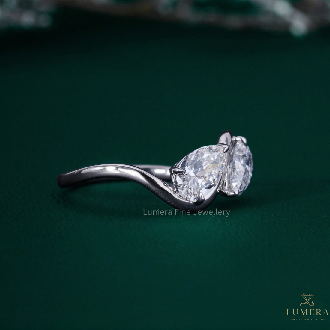 Toi et moi engagement ring with Toi et moi ring.