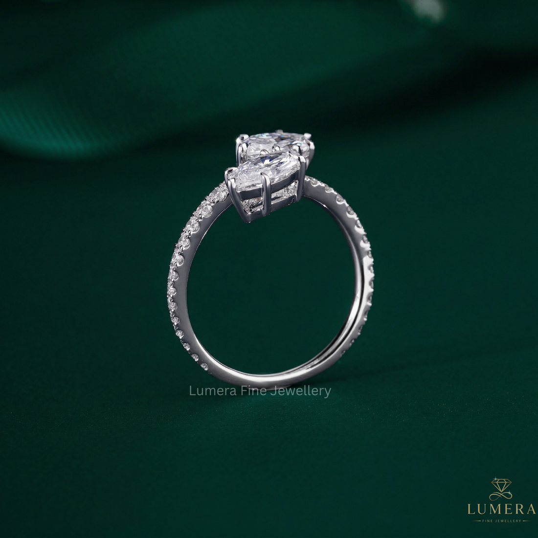 east to west setting with you and me ring.
