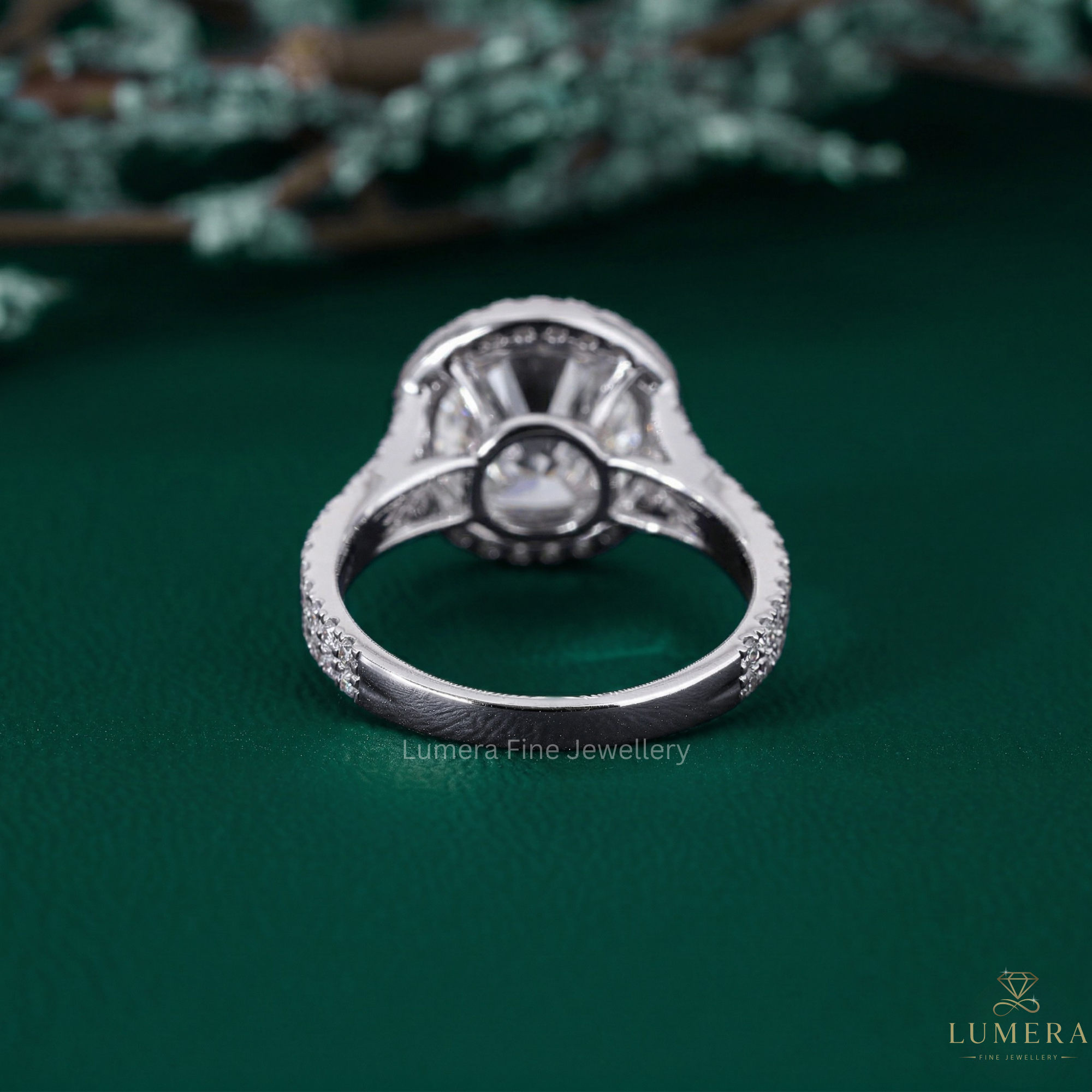 halo setting ring with halo engagement ring.