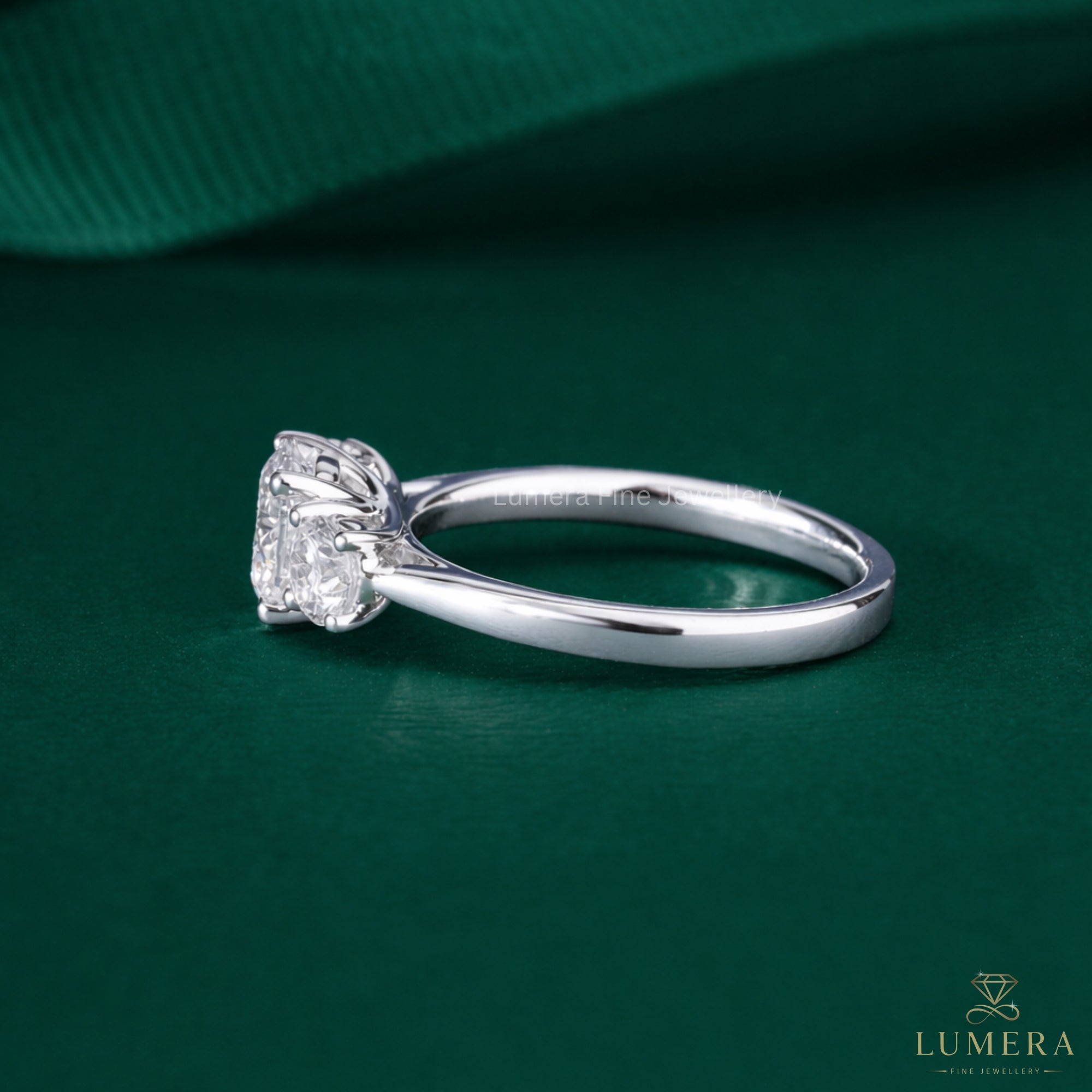past present future ring on solid gold ring.
