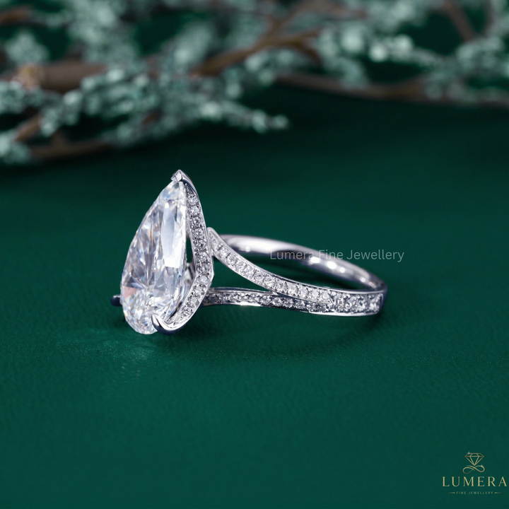 pear diamond ring with split shank pear engagement ring.